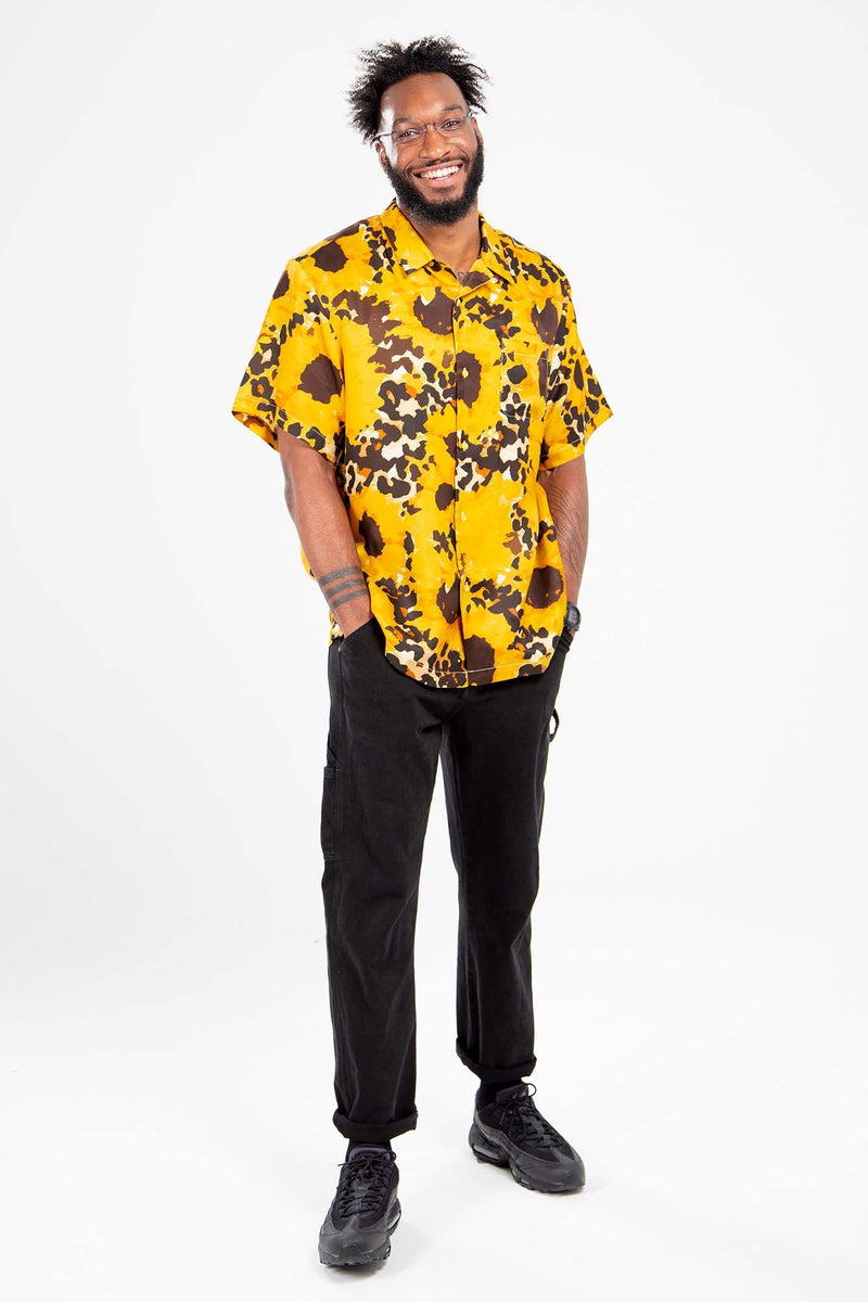 Cheetah Flower Bowling Shirt